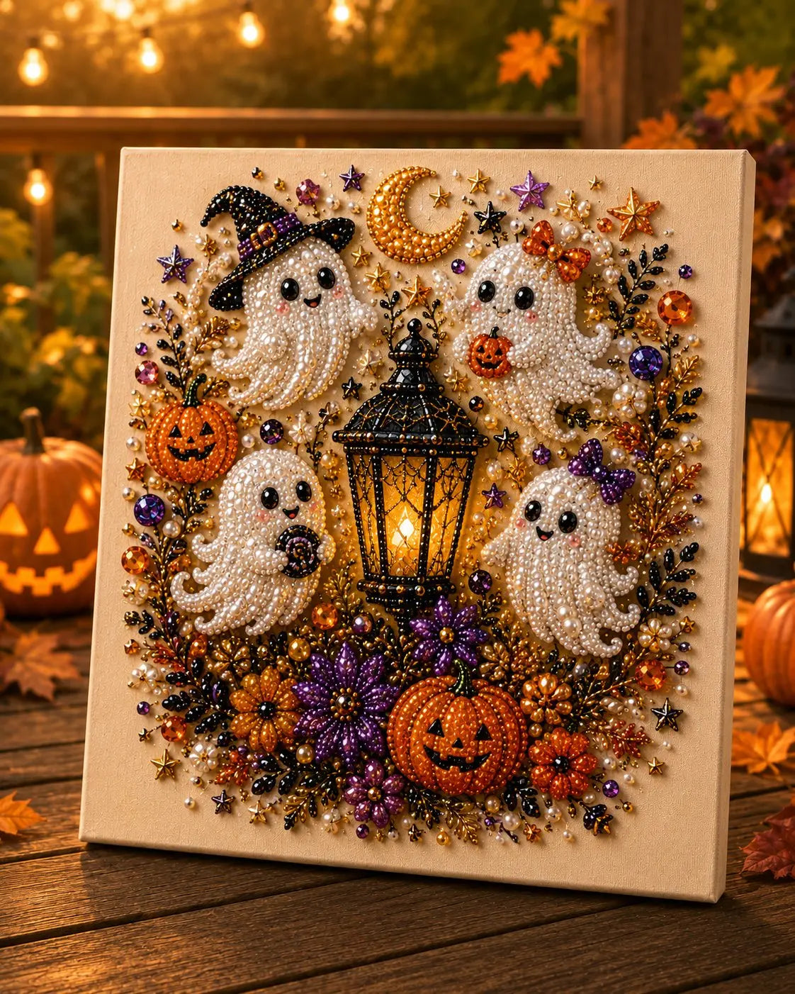 Halloween Diamond Painting Kits 2026 Halloween New Ghost Pearl Art DIY Kit Includes Artboard, Spooky Cute 3D Diamond Painting Crafts, , DIY Fall Home Decor Wall Art, Beginner DIY Seasonal Party Gift