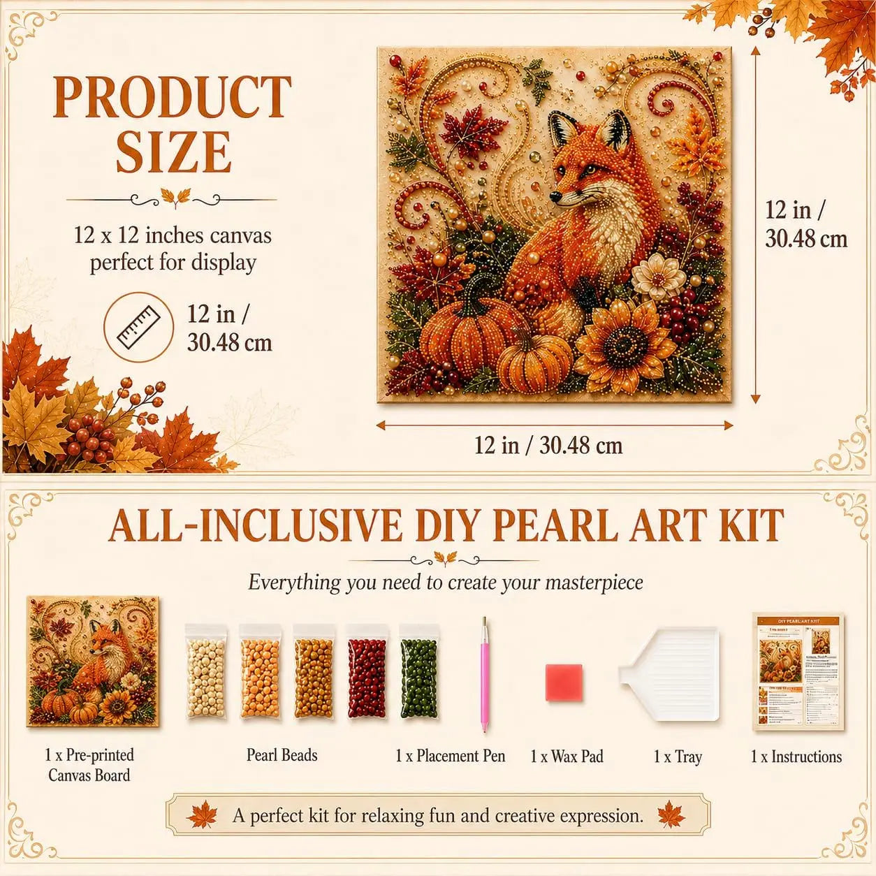 Halloween Diamond Painting Kits Autumn Pearl Painting Kit - Pearl Art Diy Kits for Adults Autumn (Pumpkin) | 12 * 12-inch Beginner-Friendly Crafting with Selected Fall Scenes, a Relaxing DIY Project for Sparkling Autumn Artwork