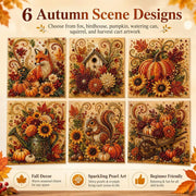 Halloween autumn pearl diamond painting kit contents – complete DIY gem art set with tools