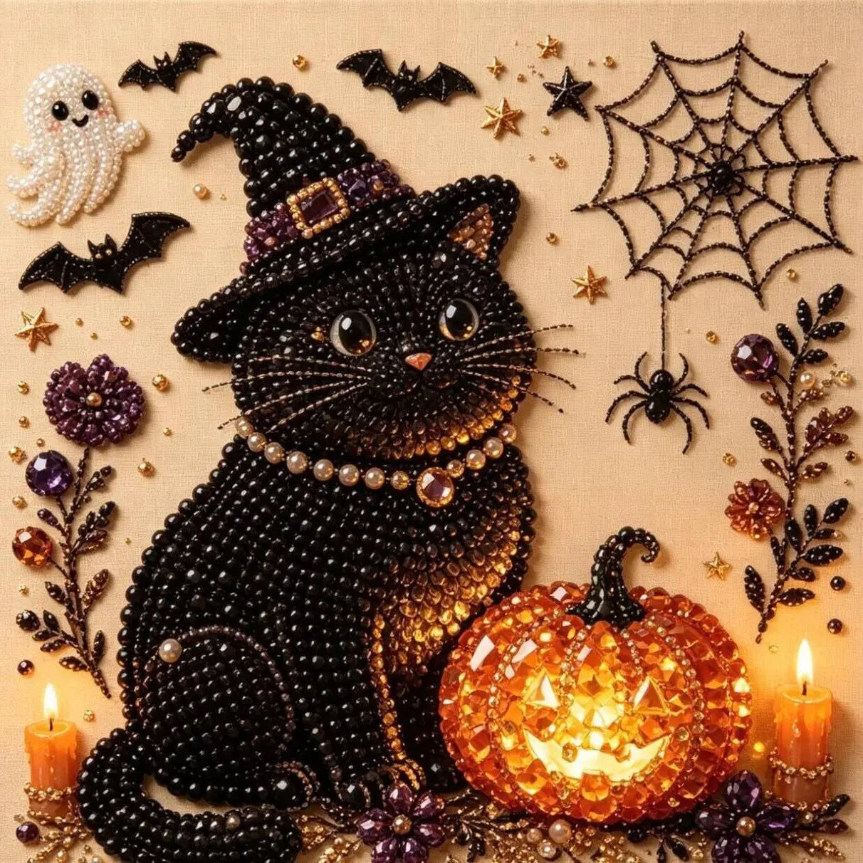 Halloween Diamond Painting Kits 2026 Halloween New Ghost Pearl Art DIY Kit Includes Artboard, Spooky Cute 3D Diamond Painting Crafts, , DIY Fall Home Decor Wall Art, Beginner DIY Seasonal Party Gift