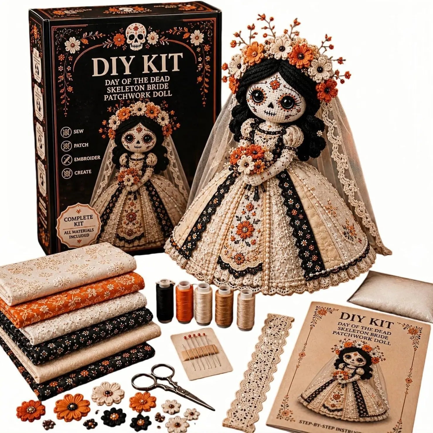 Halloween Diamond Painting Kits Halloween DIY Craft Kit, Patchwork Doll Making Set, Creative Halloween Decoration Supplies, Fun Crafting Materials for Kids & Adults, Complete Craft Set