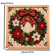 Christmas stocking framed wall art 20cm – vintage patchwork picture for holiday home decor