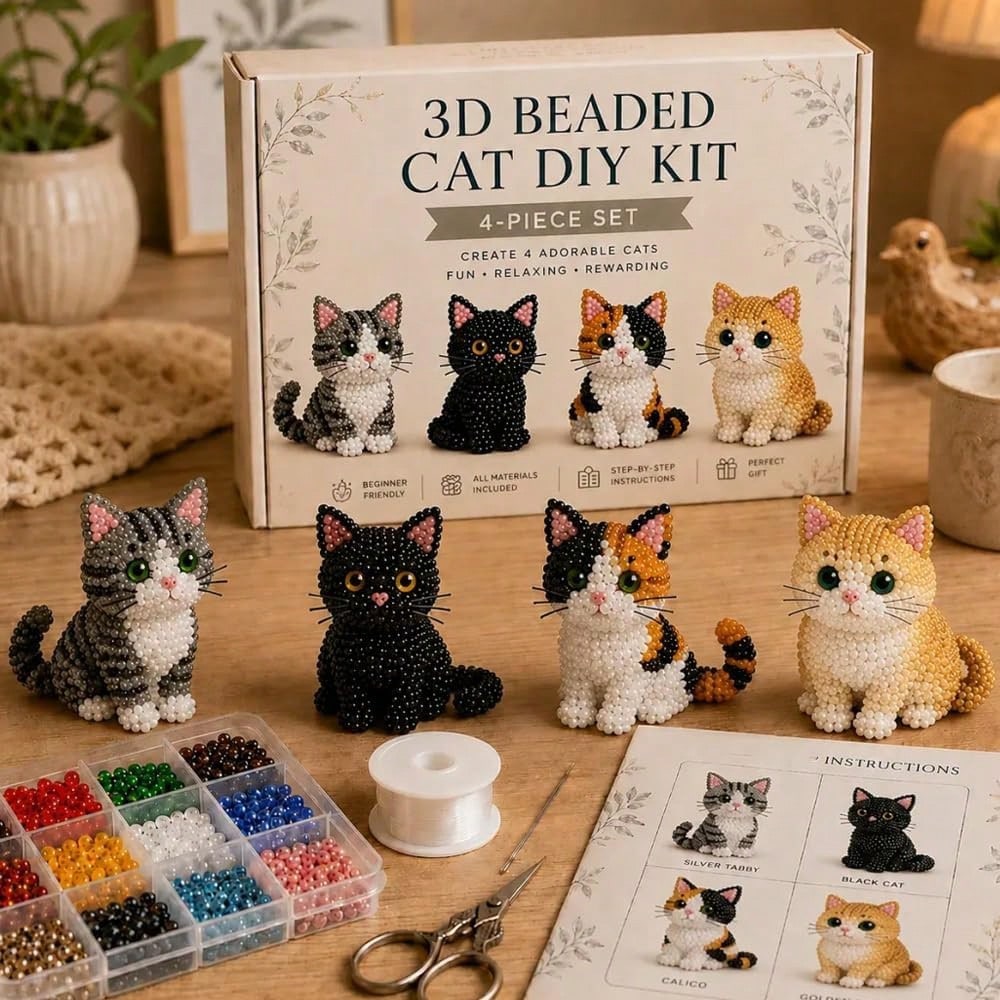 3D Beaded Animal Craft Kit, Handmade DIY Bead Set