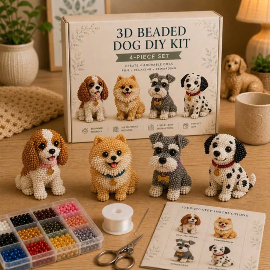 3D Beaded Animal Craft Kit, Handmade DIY Bead Set
