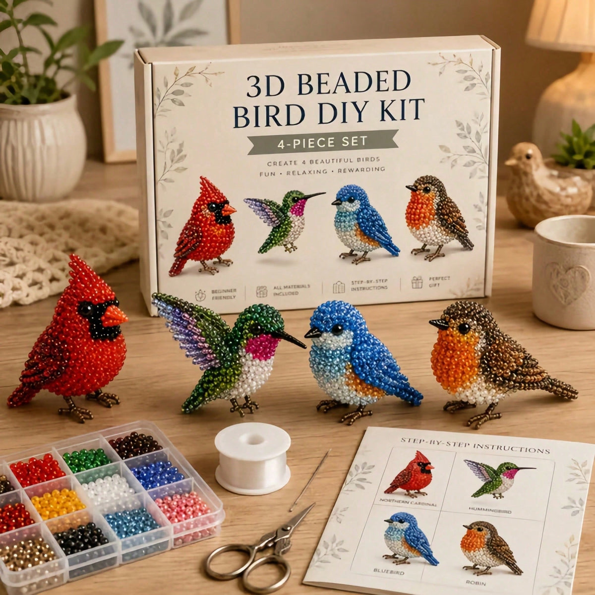 3D Beaded Animal Craft Kit, Handmade DIY Bead Set