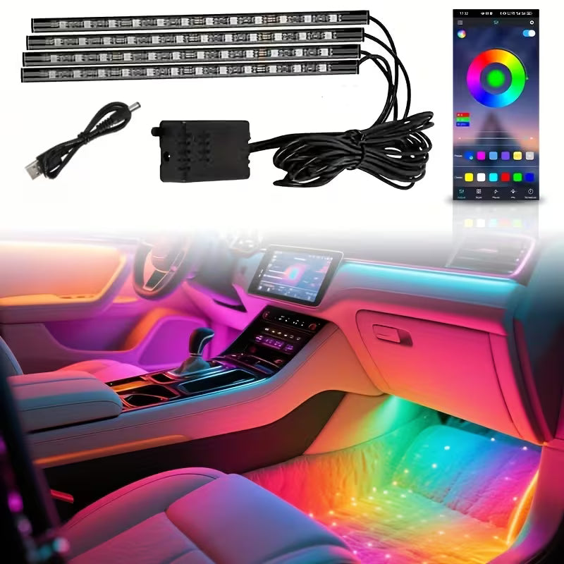 RGB car interior LED light kit available in multiple colors USB powered