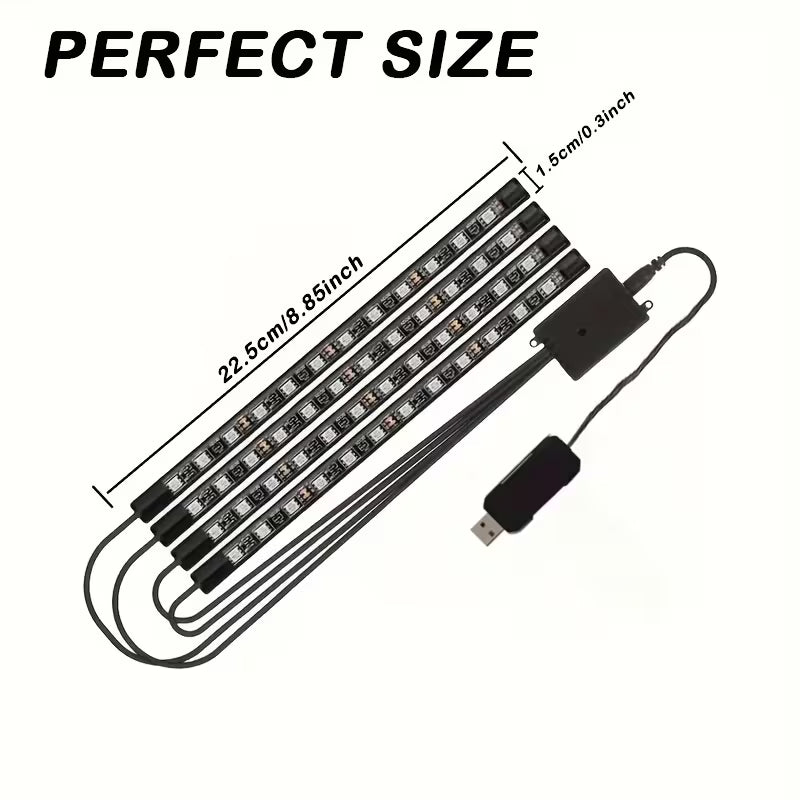 RGB car interior LED light kit available in multiple colors USB powered
