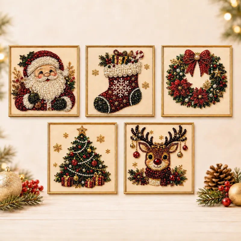 Christmas Pearl Diamond Painting DIY Art Kit with Frame