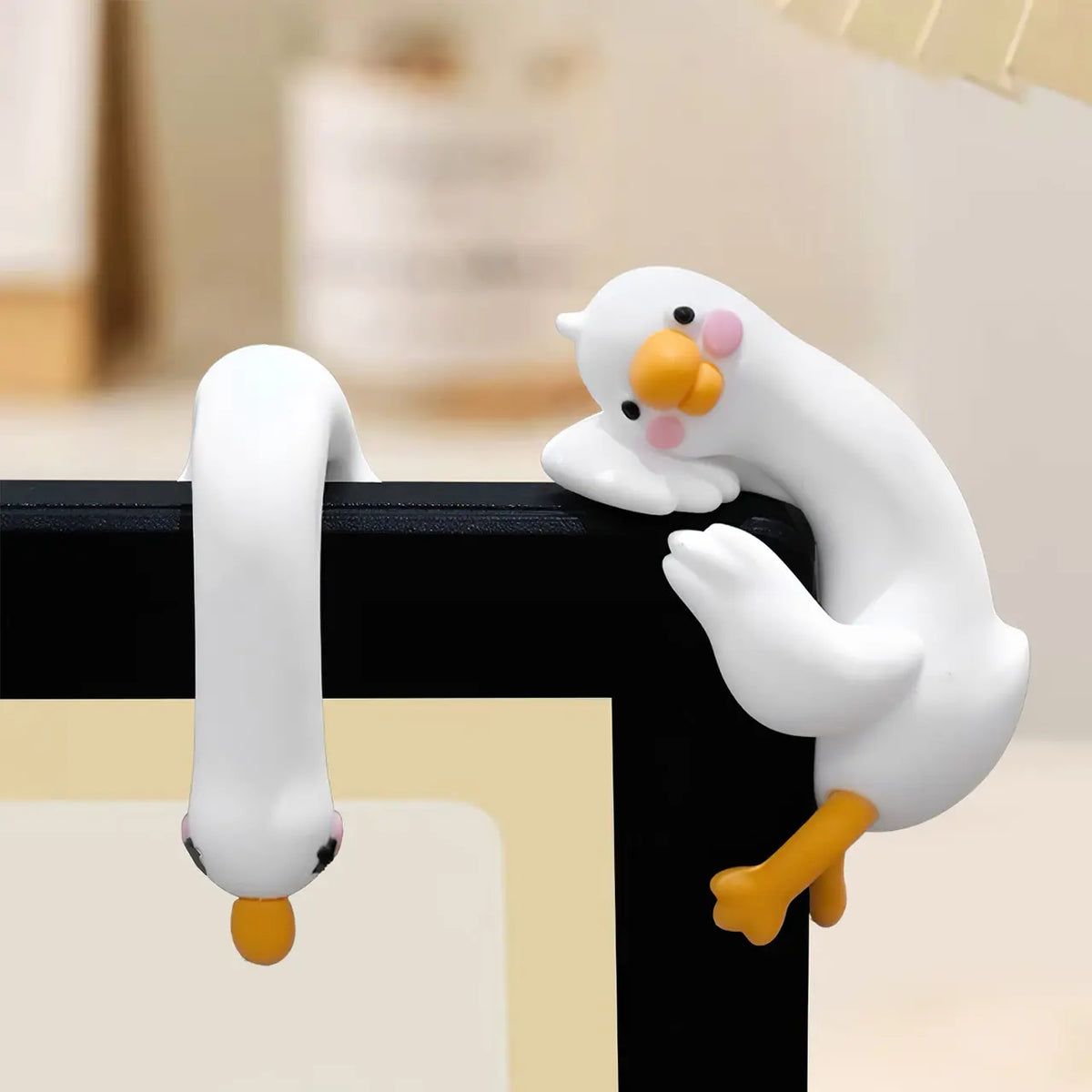 Cute goose figurine set size reference – collectible cartoon statues for desk decoration