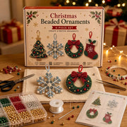 4-piece Christmas 3D beaded ornaments DIY kit – holiday bead art craft set for kids and adults