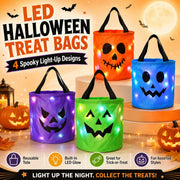 Halloween candy bucket with night light – spooky pumpkin bag for kids and adults