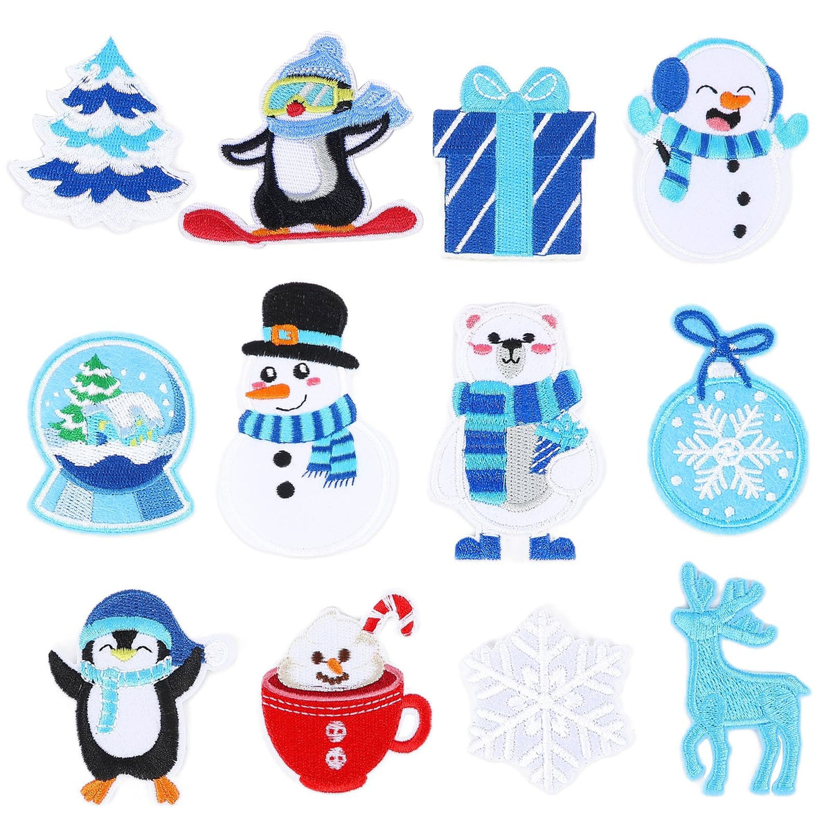 12pcs Christmas Iron on Patches Sequin Embroidered Sew Applique