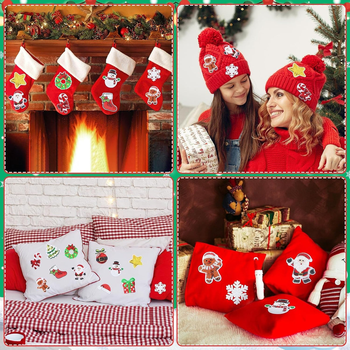 12pcs Christmas Iron on Patches Sequin Embroidered Sew Applique