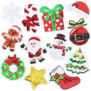 12pcs Christmas Iron on Patches Sequin Embroidered Sew Applique