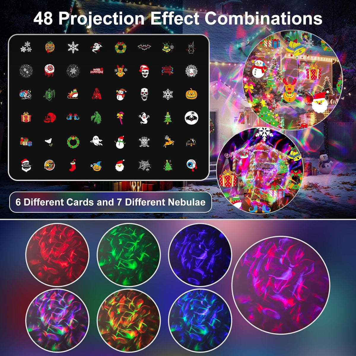 Christmas Projector Lights Outdoor Decorations Lighting for Outside Party