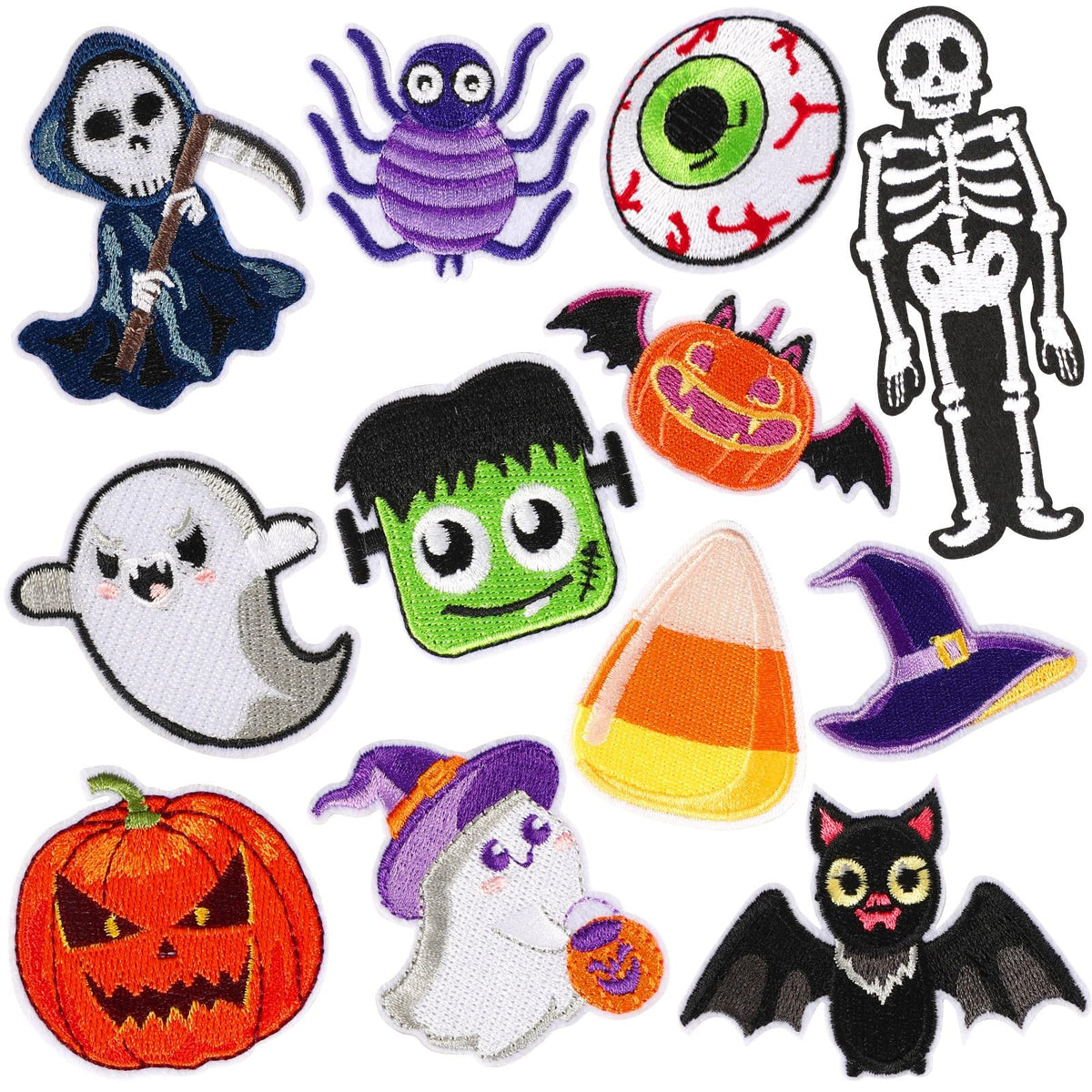 12pcs Christmas Iron on Patches Sequin Embroidered Sew Applique