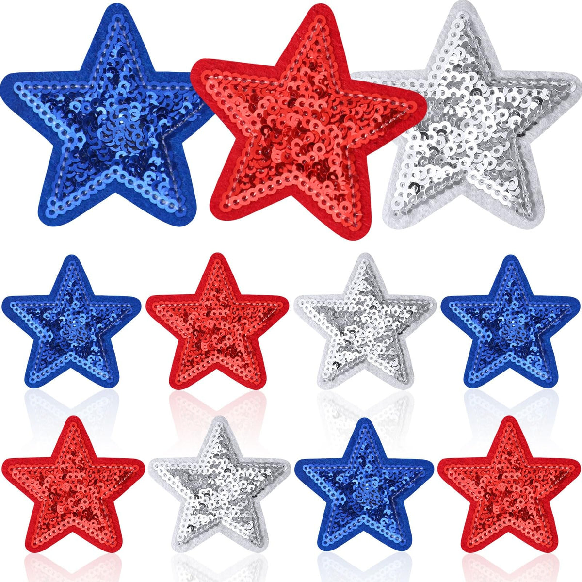 12pcs Christmas Iron on Patches Sequin Embroidered Sew Applique