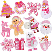 12pcs Christmas Iron on Patches Sequin Embroidered Sew Applique