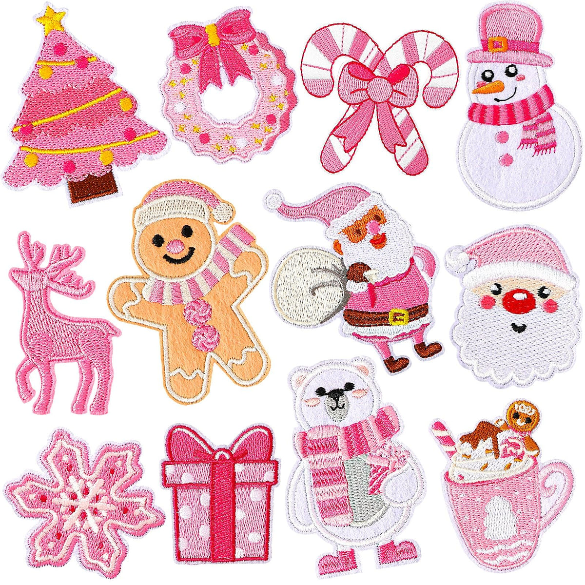 12pcs Christmas Iron on Patches Sequin Embroidered Sew Applique