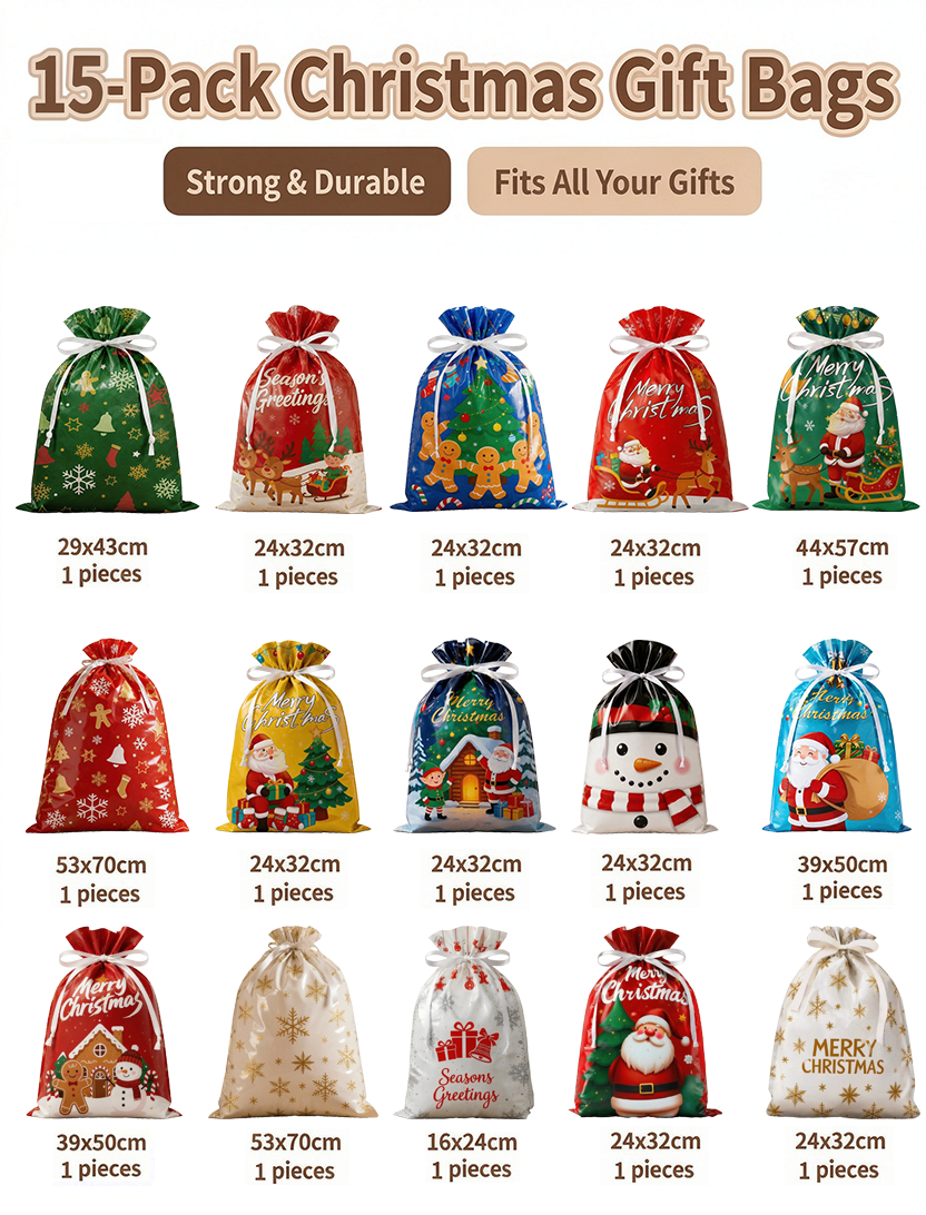 Christmas Kringle Express 15/30-piece Gift Bag & Tags Set