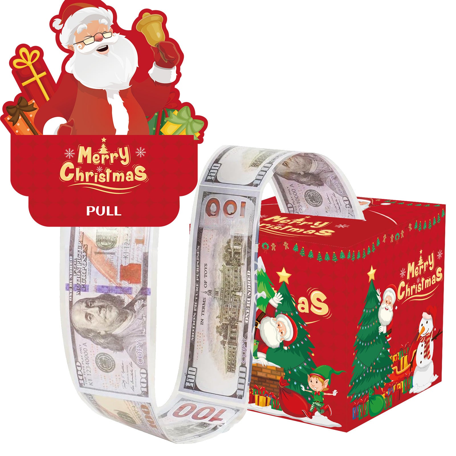 Christmas Money Pull Gift Box - Holiday Party Surprise Cash Box Decoration - RedSanta Claus49