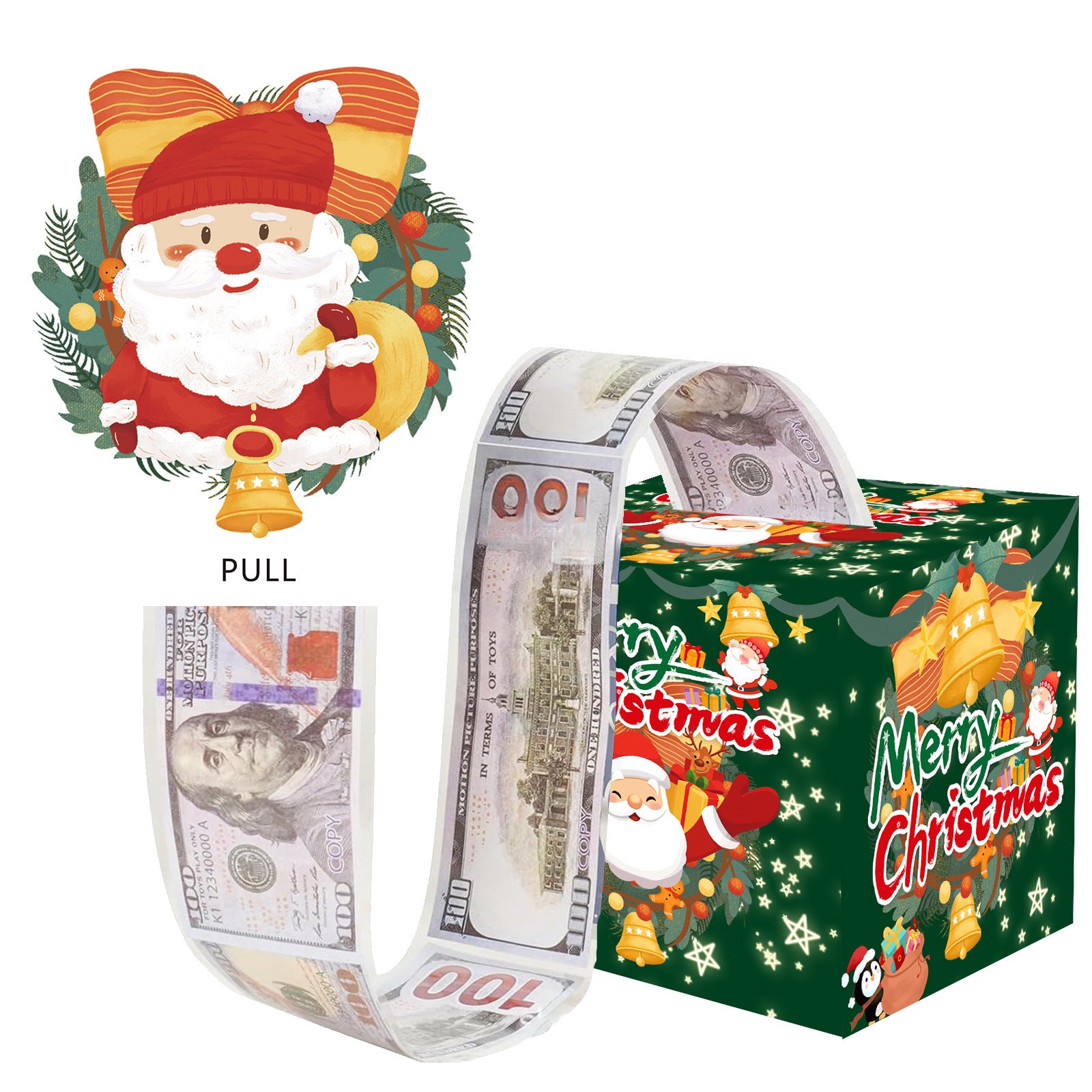 Christmas Money Pull Gift Box - Holiday Party Surprise Cash Box Decoration - GreenSanta Claus21