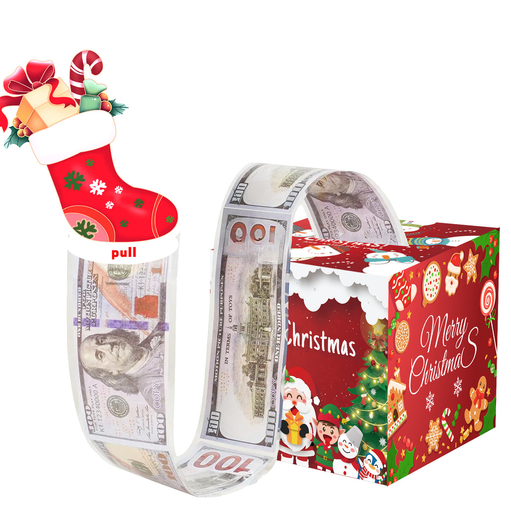Christmas Money Pull Gift Box - Holiday Party Surprise Cash Box Decoration