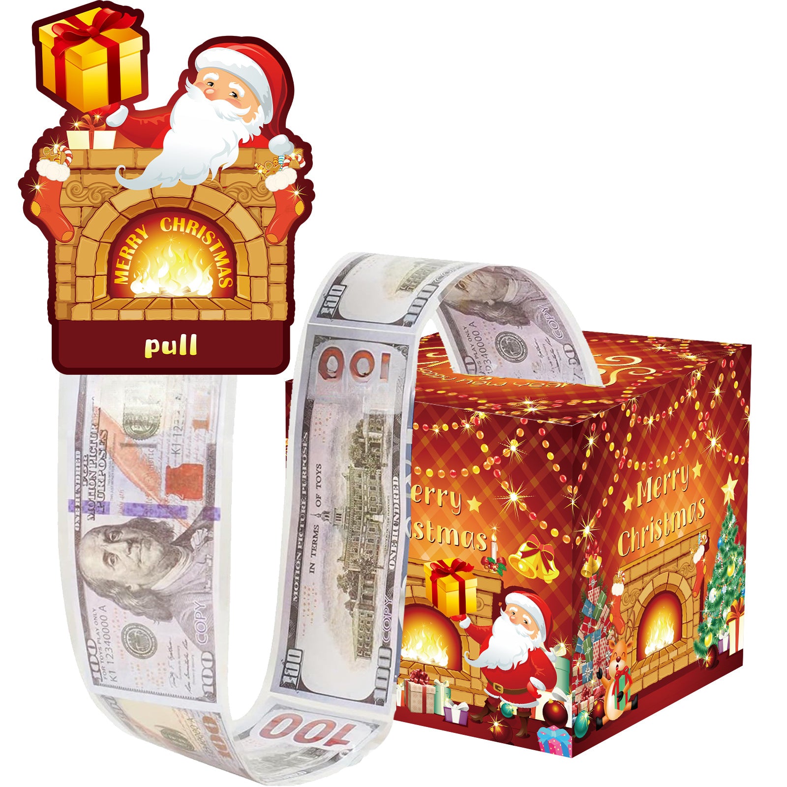 Christmas Money Pull Gift Box - Holiday Party Surprise Cash Box Decoration - WindowGiving GiftSanta Claus55