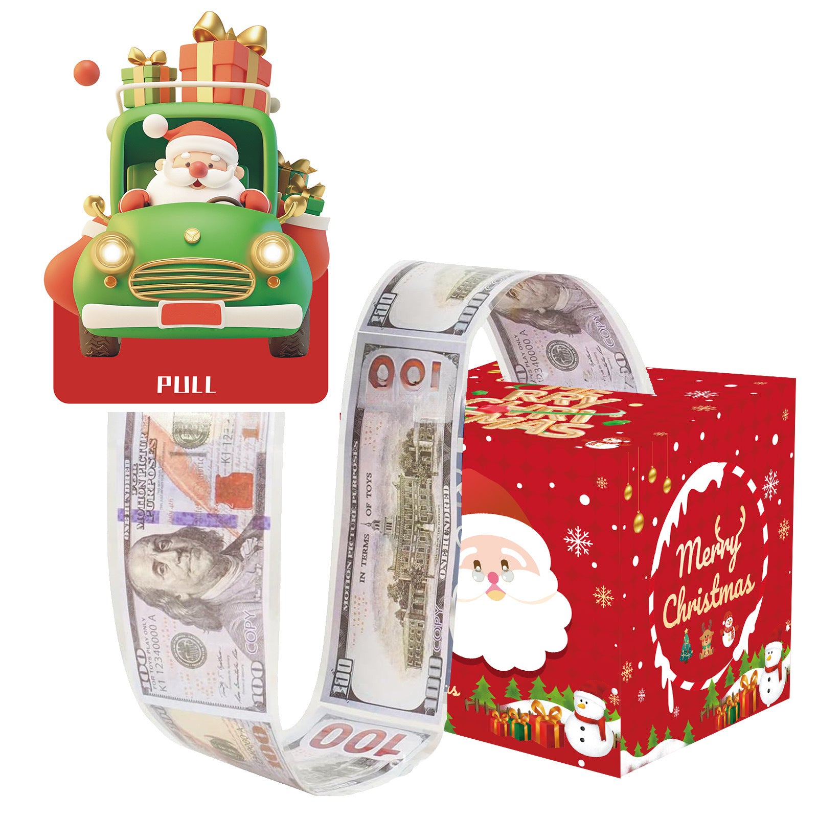 Christmas Money Pull Gift Box - Holiday Party Surprise Cash Box Decoration - CarSanta Claus10