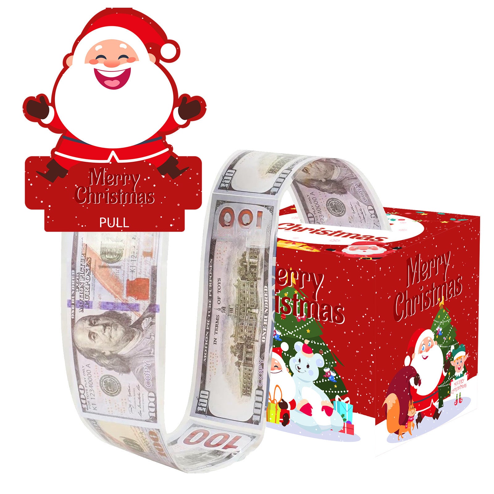 Christmas Money Pull Gift Box - Holiday Party Surprise Cash Box Decoration - LaughingRedSanta Claus66