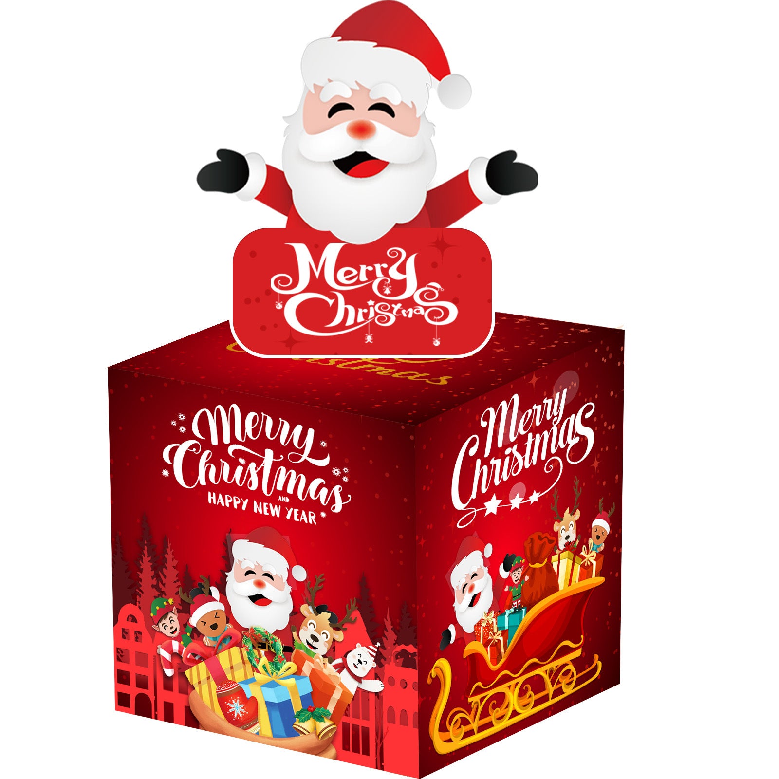 Christmas Money Pull Gift Box - Holiday Party Surprise Cash Box Decoration - RedSanta Claus42