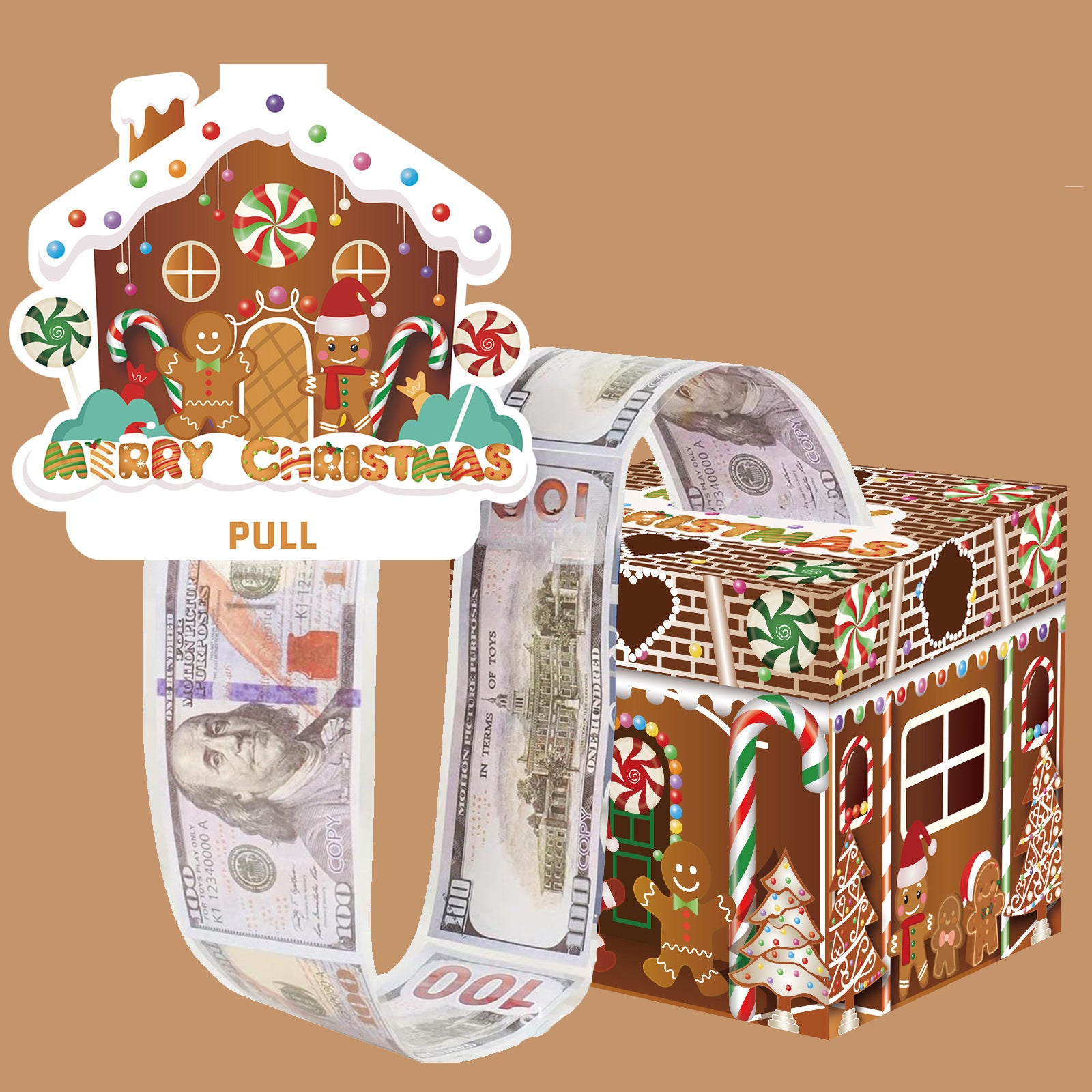 Christmas Money Pull Gift Box - Holiday Party Surprise Cash Box Decoration