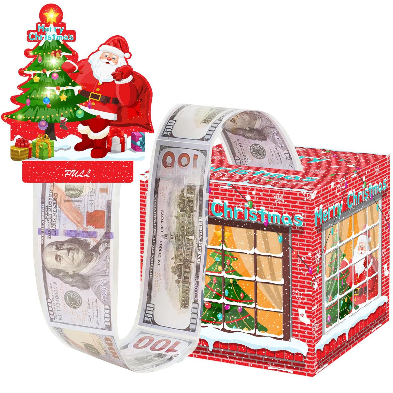 Christmas Money Pull Gift Box - Holiday Party Surprise Cash Box Decoration - RedGiving GiftSanta Claus70