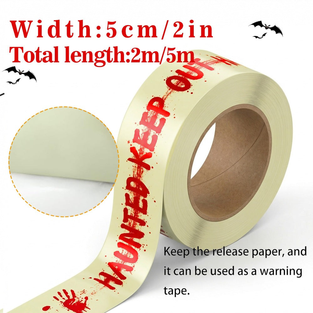 Halloween Glow-in-the-Dark Warning Tape Fluorescent Strip Decorative Caution Tape