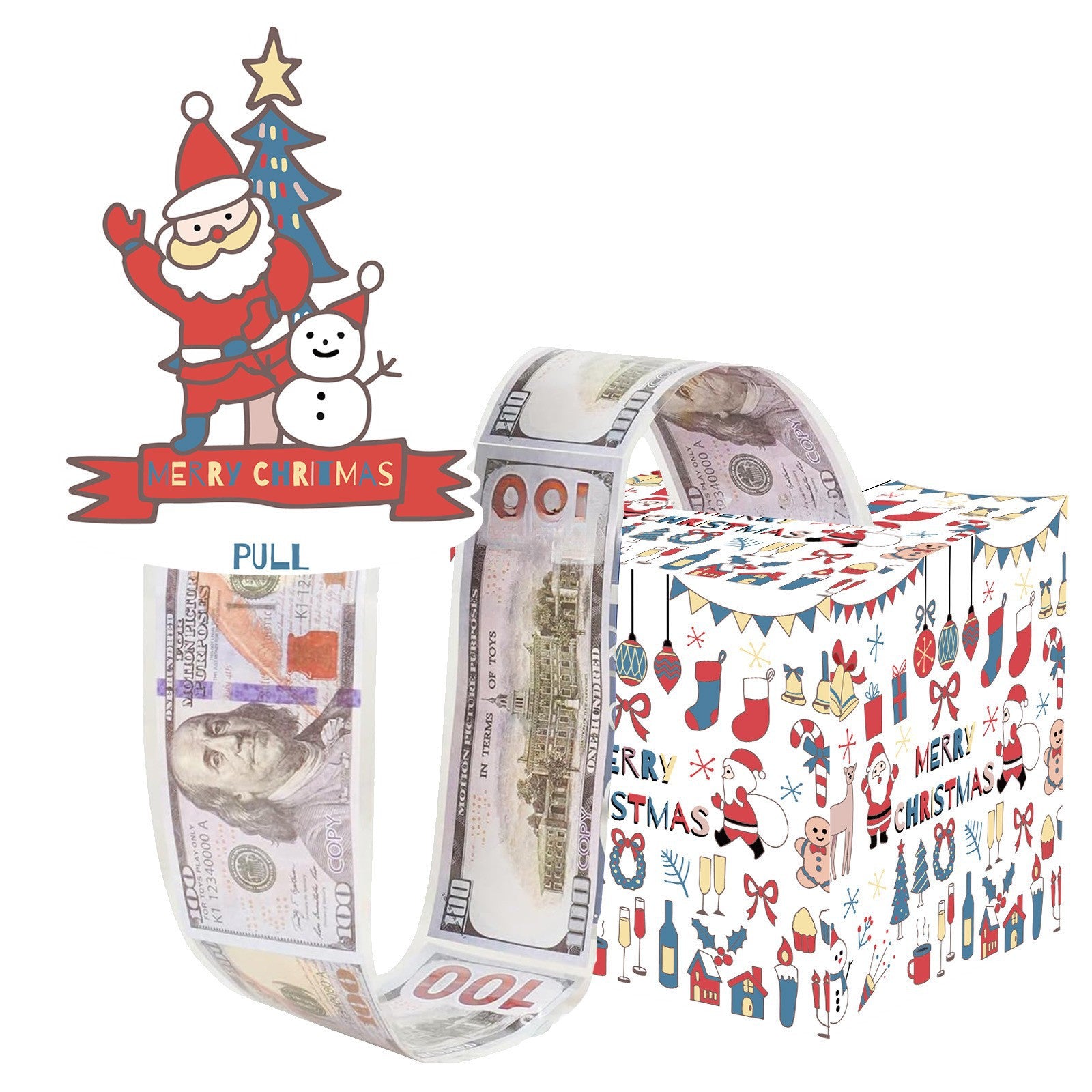 Christmas Money Pull Gift Box - Holiday Party Surprise Cash Box Decoration - Christmas TreeSanta Claus32