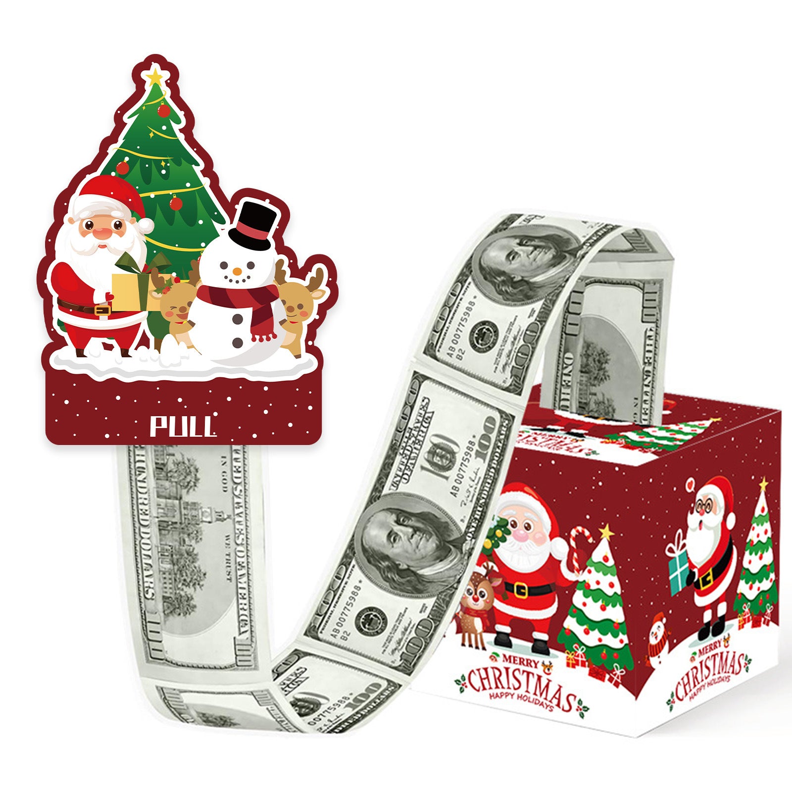 Christmas Money Pull Gift Box - Holiday Party Surprise Cash Box Decoration - CuteSnowmanSanta Claus79