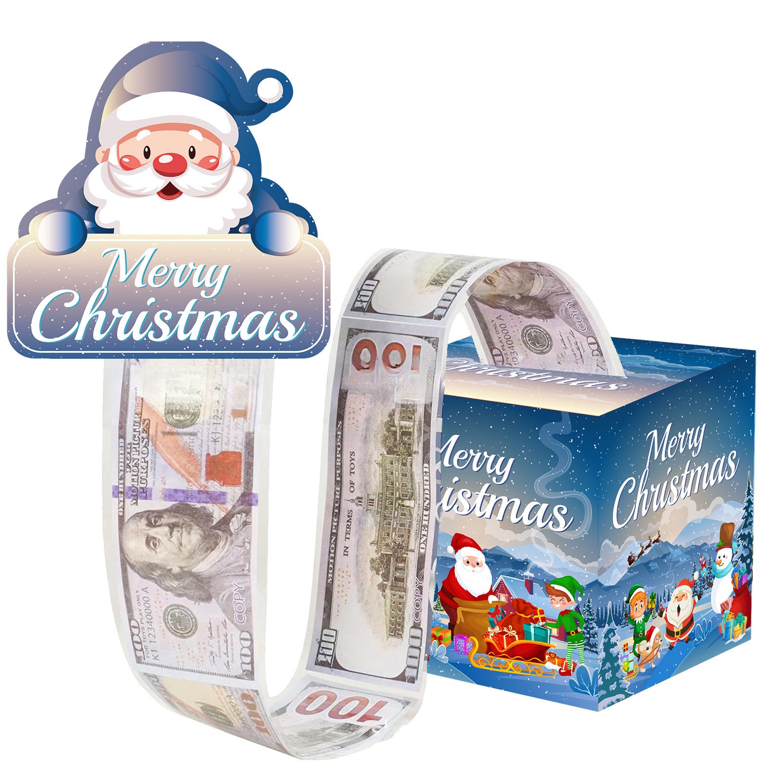 Christmas Money Pull Gift Box - Holiday Party Surprise Cash Box Decoration - BlueSanta Claus68