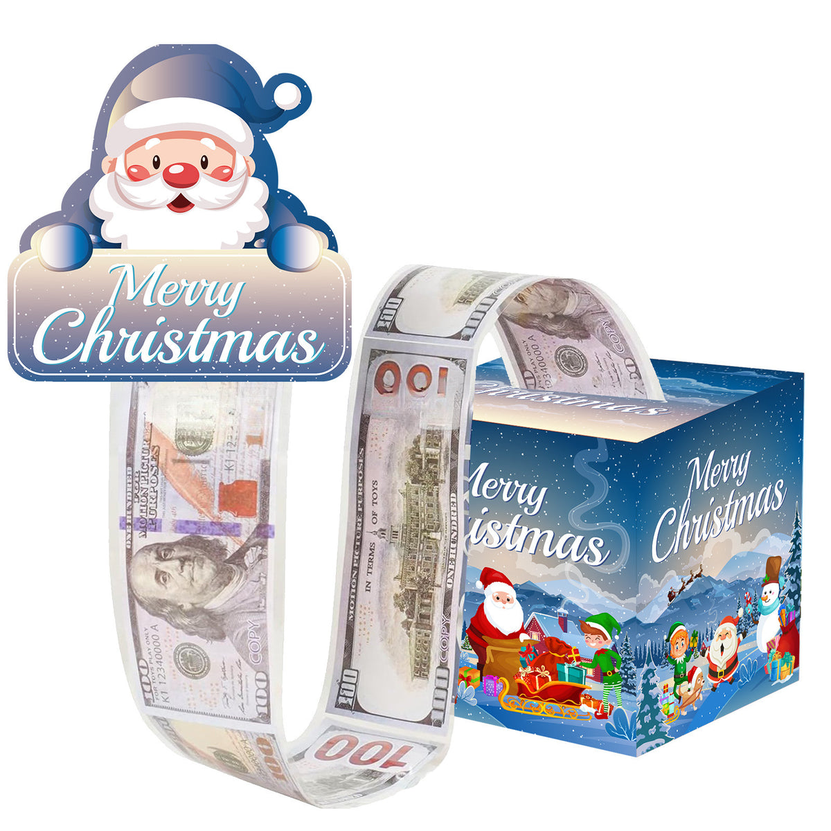 Christmas Money Pull Gift Box - Holiday Surprise Cash Box Decoration - BlueSanta Claus68