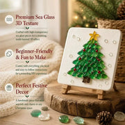 Christmas tree sea glass mosaic DIY kit – festive 15x15cm craft set for beginners