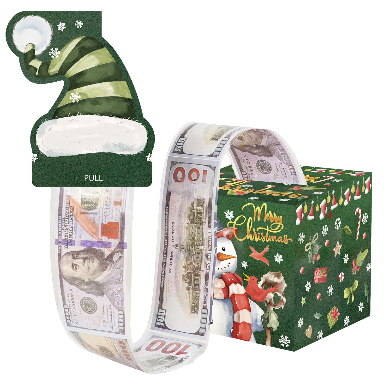 Christmas Money Pull Gift Box - Holiday Party Surprise Cash Box Decoration - ClassicGreen56