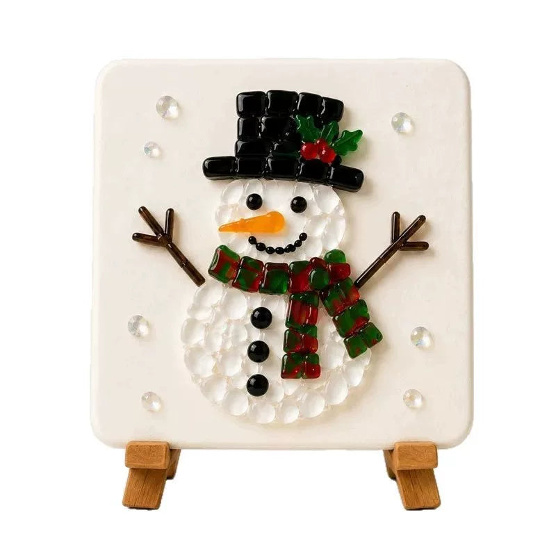 Christmas sea glass mosaic kit contents – includes glass pieces adhesive and tools 15x15cm