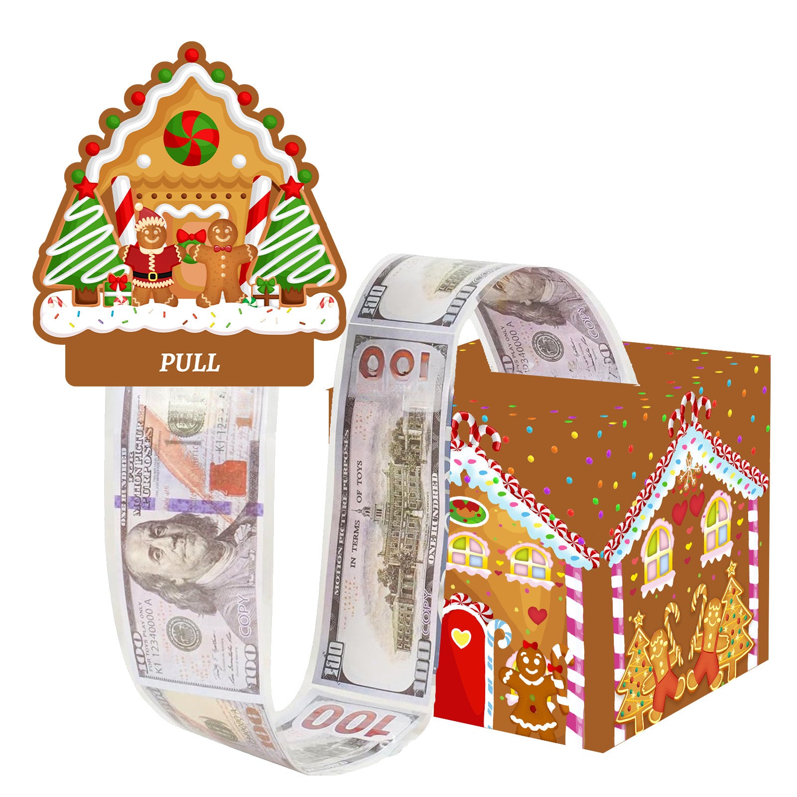 Christmas Money Pull Gift Box - Holiday Party Surprise Cash Box Decoration - ChildlikeGingerbread House82