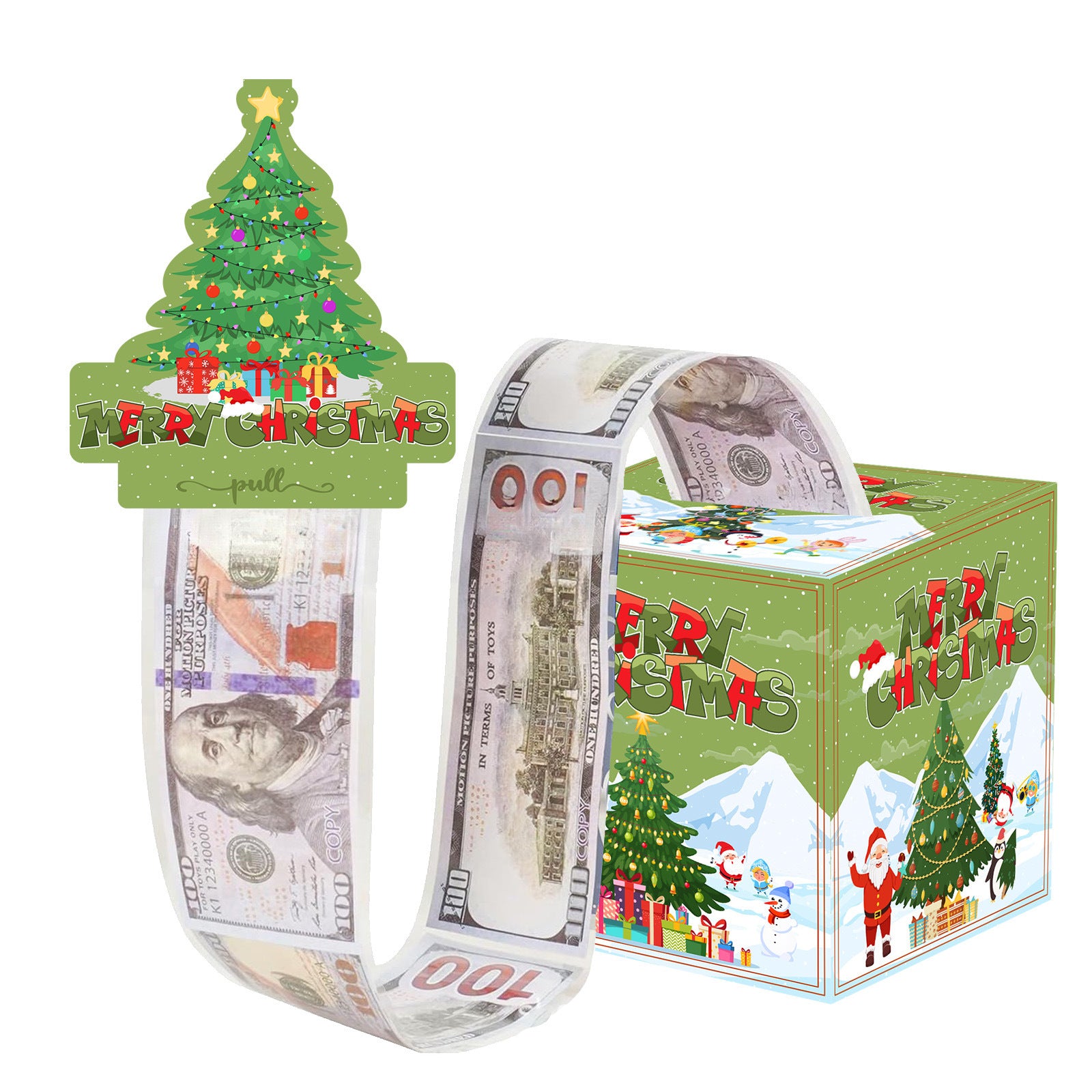 Christmas Money Pull Gift Box - Holiday Party Surprise Cash Box Decoration - GreenChristmas Tree47