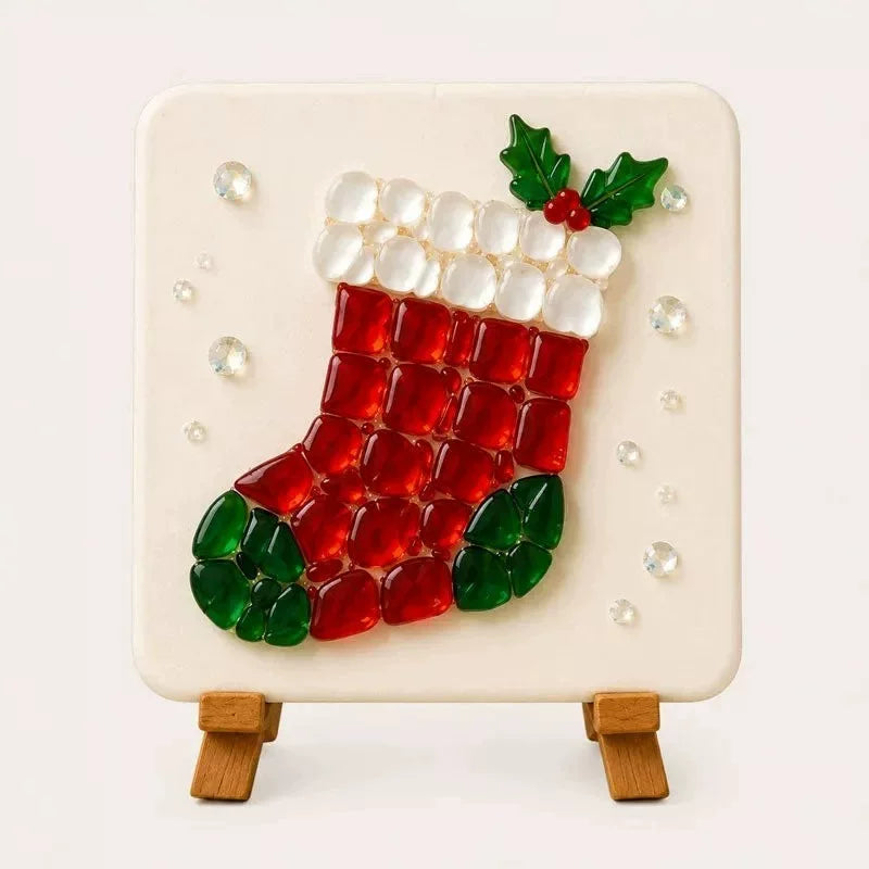 Christmas sea glass mosaic DIY kit step by step guide – beginner-friendly holiday craft