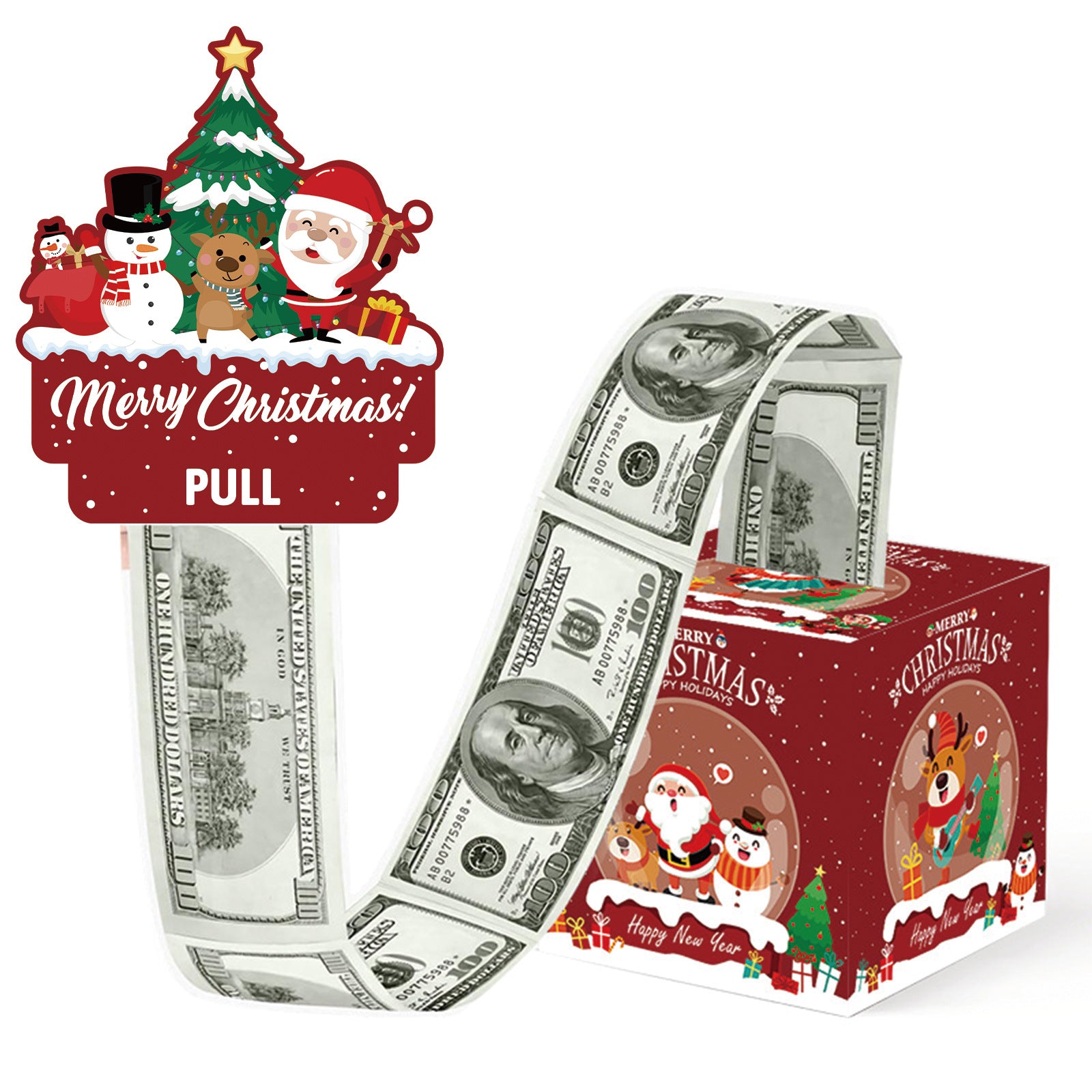 Christmas Money Pull Gift Box - Holiday Party Surprise Cash Box Decoration - RedDancingSanta Claus76