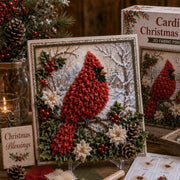 Assorted fabric pieces in coordinating colors for christmas wooden frame design – DIY décor kit