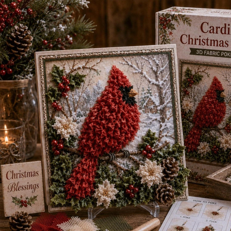 Assorted fabric pieces in coordinating colors for christmas wooden frame design – DIY décor kit