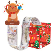 Christmas Money Pull Gift Box - Holiday Surprise Cash Box Decoration - BrownReindeer22