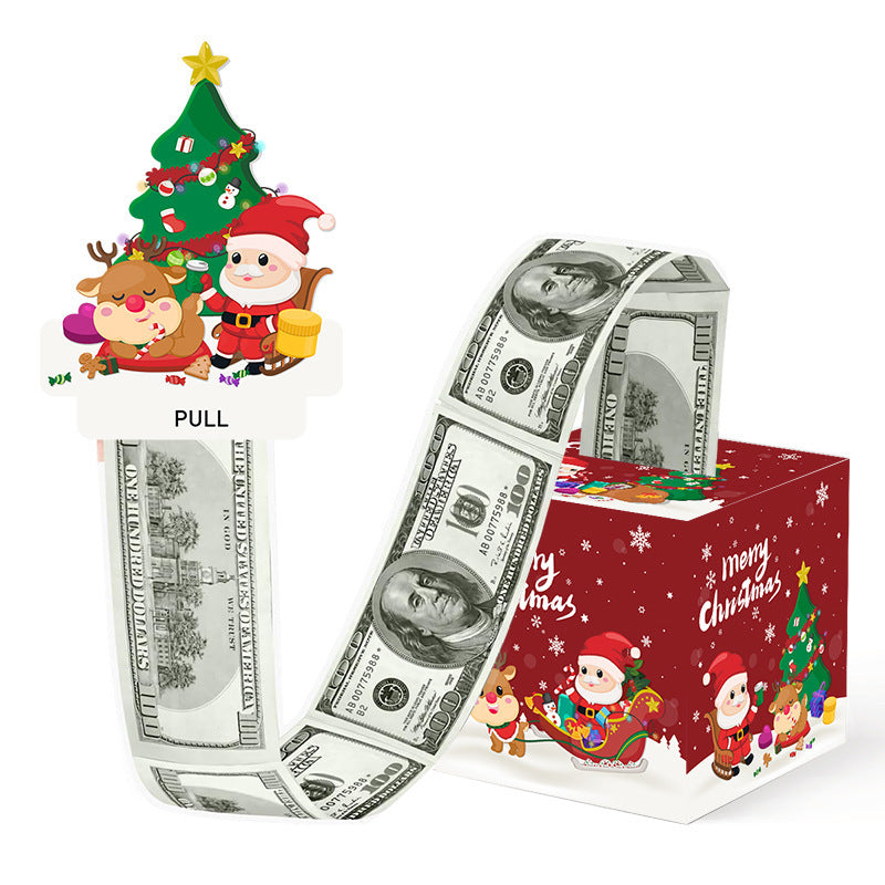 Christmas Money Pull Gift Box - Holiday Party Surprise Cash Box Decoration - CuteSanta ClausReindeer65