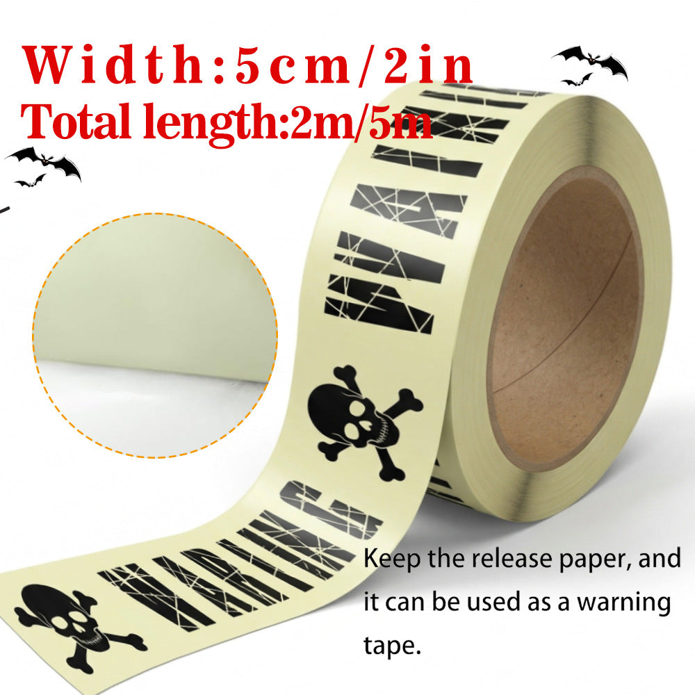 Halloween Glow-in-the-Dark Warning Tape Fluorescent Strip Decorative Caution Tape - YGJD008 / 5cm x 5m